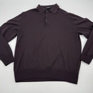 Giorgiolini‎ 100% Merino Wool Polo Shirt Long Sleeve Knitwear Made in Italy XL